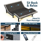Renanim Adjustable Bed Frame With Medium Cooling Gel Memory Foam Mattress - Dual Massage, App And Remote Control
