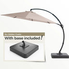 LAUSAINT HOME 11 FT Beige Curvy Cantilever Patio Umbrella With Base
