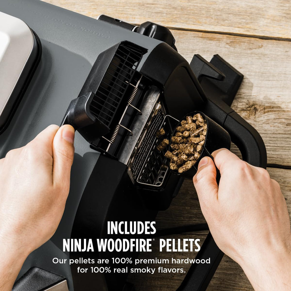 Ninja Woodfire Pro Outdoor Grill, 7-in-1, Grey XL With Built-In Thermometer - OG751