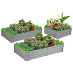 2 Pack Galvanized Raised Garden Bed Planter Boxes, 8x3x1ft, Gray