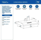 Streamline 36 in Longhena Convertible Undermount Range Hood - Brushed Stainless Steel