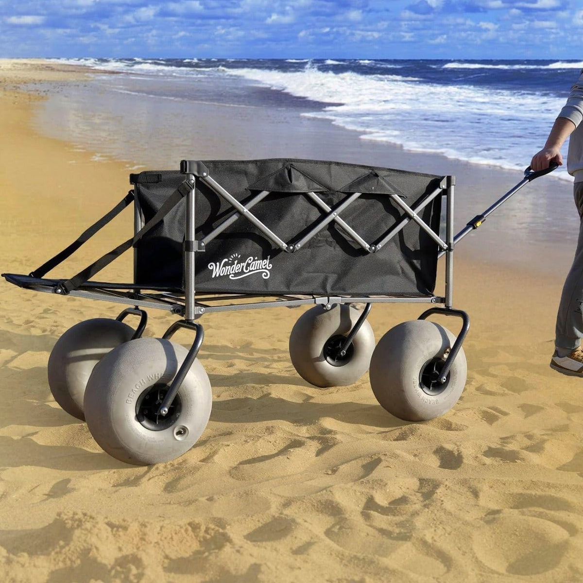WONDERCAMEL Collapsible Beach Wagon With 13in Balloon Wheels, 185L