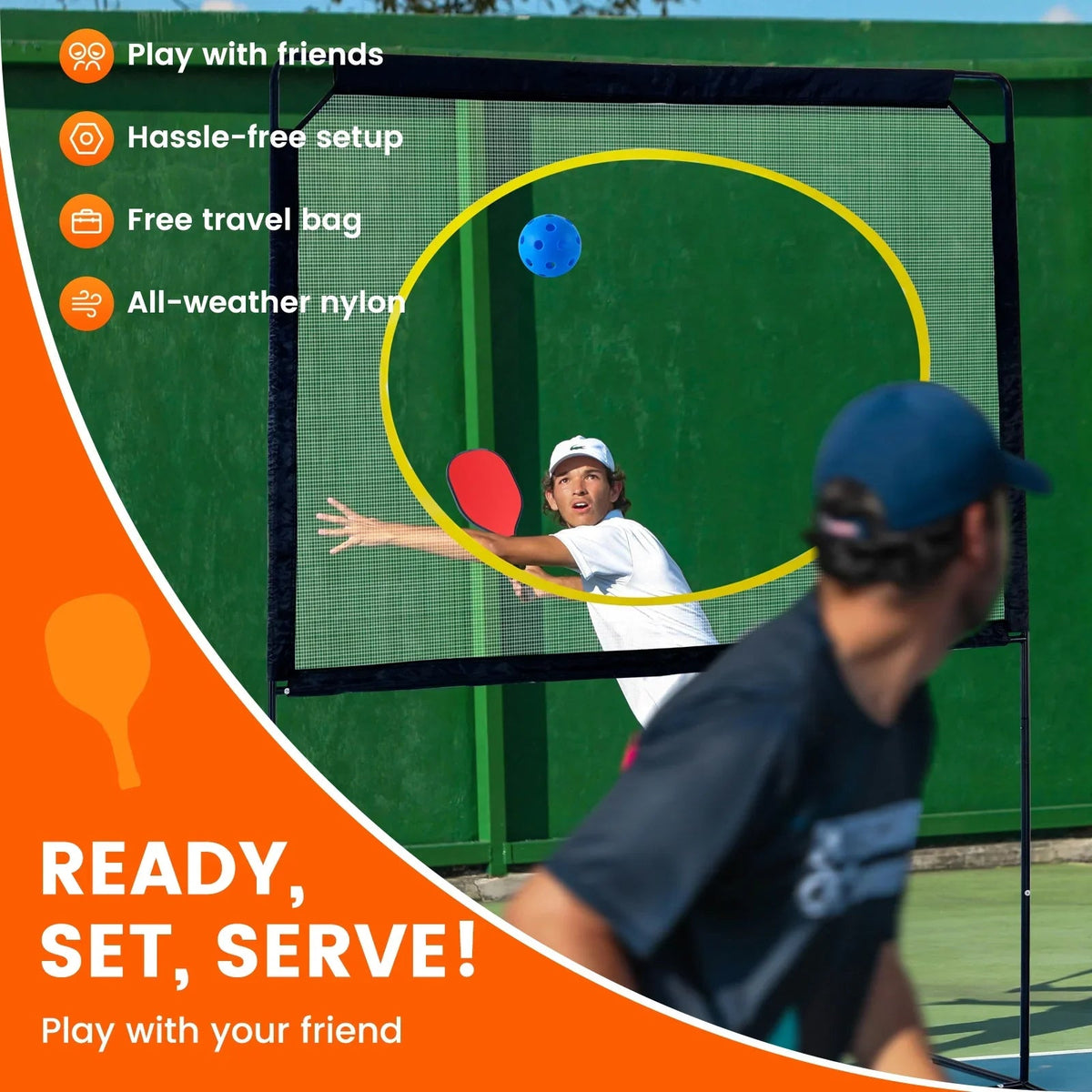 Slsy Portable Pickleball Set With Net, 4 Paddles, 4 Outdoor Pickleballs And 12 Birdies