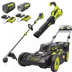 RYOBI 40V Brushless 20-Inch Self-Propelled Mower Kit With Trimmer, Blower, Dual Batteries And Chargers - RY401120-Y RY40270 RY40407BTLVNM