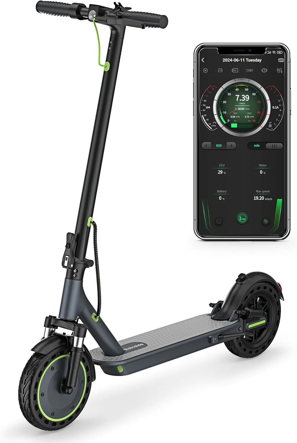 Roinside Electric Scooter, 8.5 in Solid Tires, 350W Motor, Up To 19 MPH, 21-23 Miles - UP12 Plus