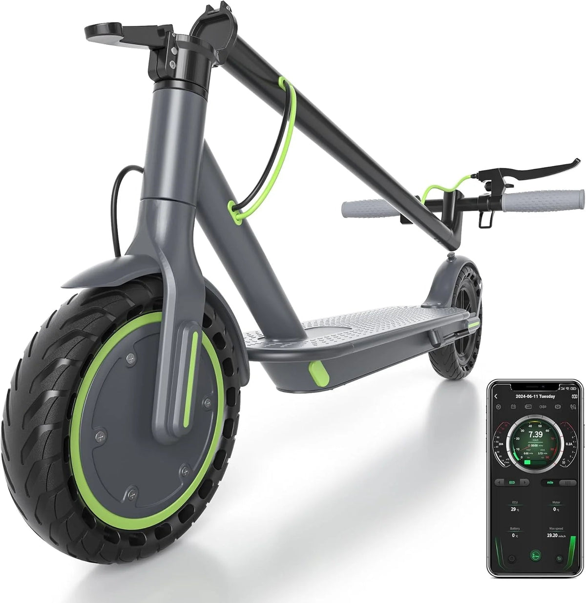 Roinside Electric Scooter, 8.5 in Solid Tires, 350W Motor, Up To 19 MPH, 21-23 Miles - UP12 Plus
