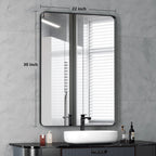 Framed Wall Vanity Mirror With Rounded Corners, 1 Piece