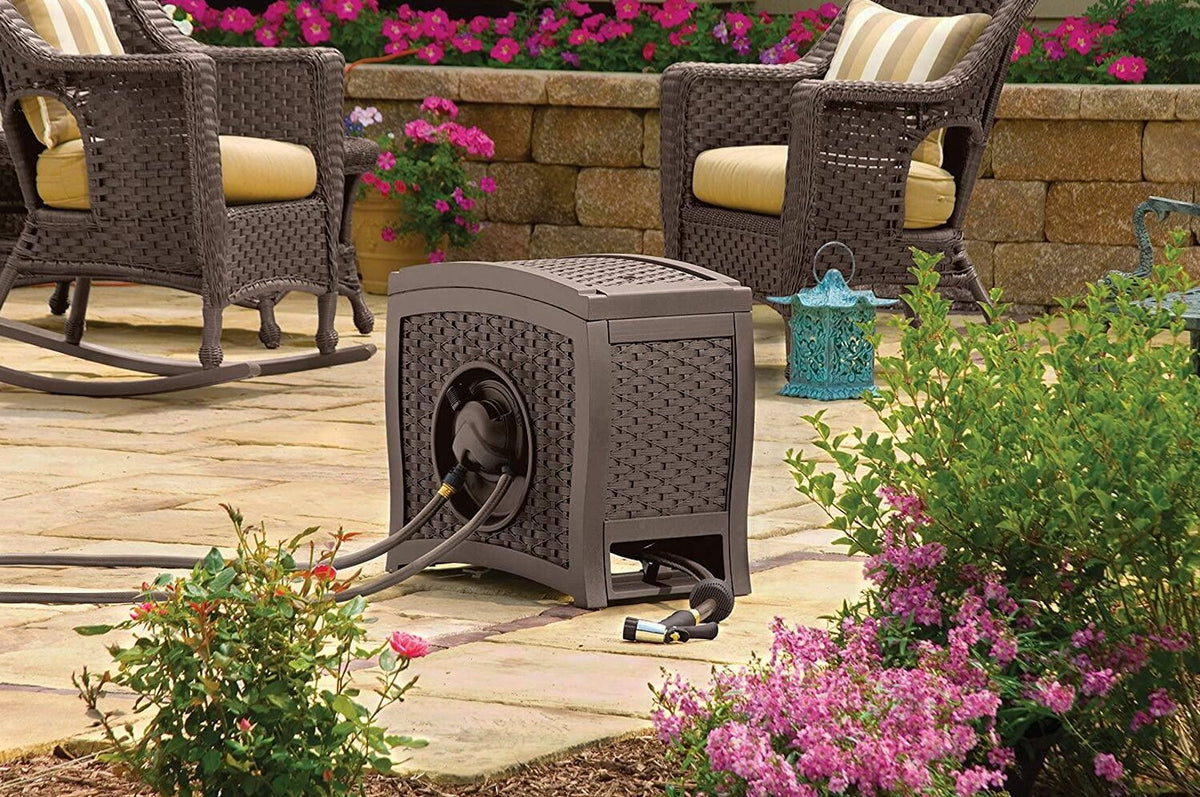 Suncast Aquawinder 125 Wicker Garden Hose Reel - Java