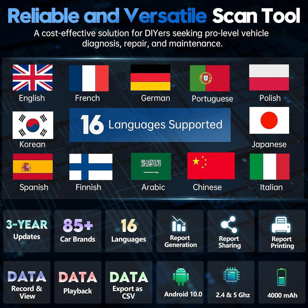 XTOOL Bidirectional Automotive Diagnostic Scanner With ECU Coding, Active Tests, Android 10 - D7
