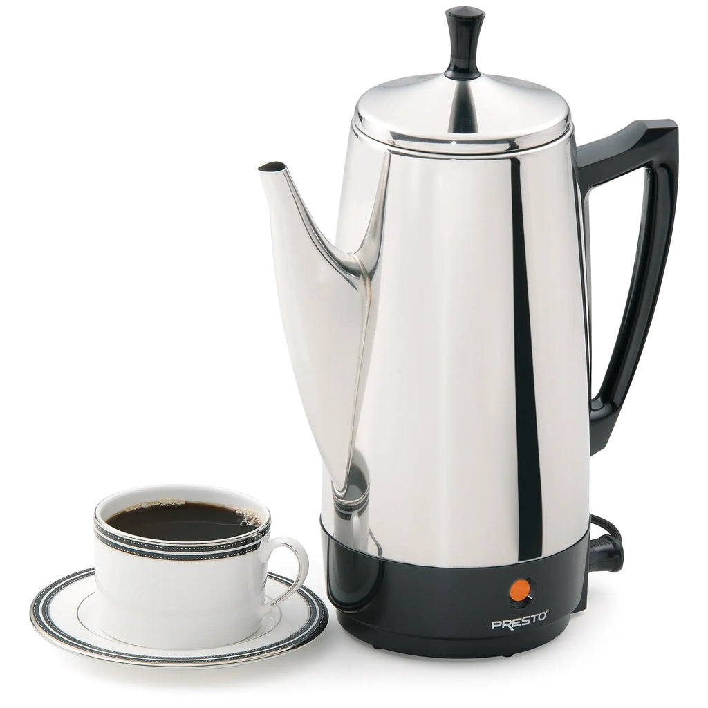 Presto Stainless Steel Percolator Coffee Maker, 12 Cup, Silver