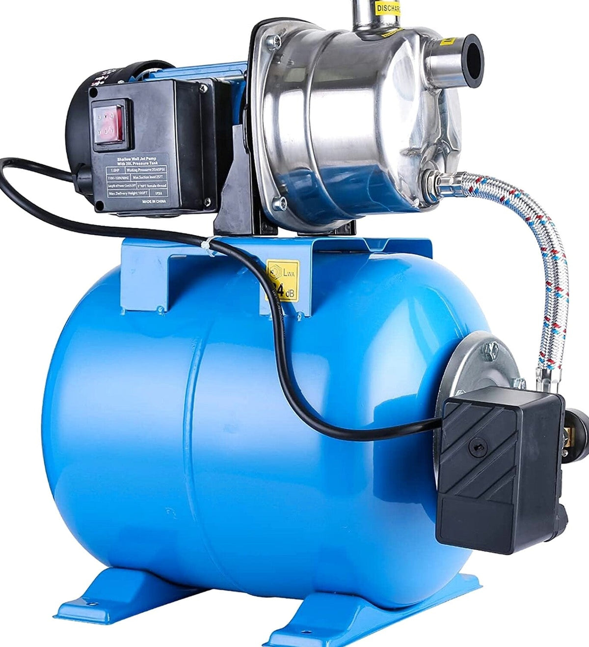 PANRANO 1.6 HP Shallow Well Jet Pump With Pressure Tank, 1268 GPH