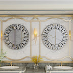 32 Inch Round Sunburst Decorative Wall Mirror, Silver Glass - 31.5 Inch