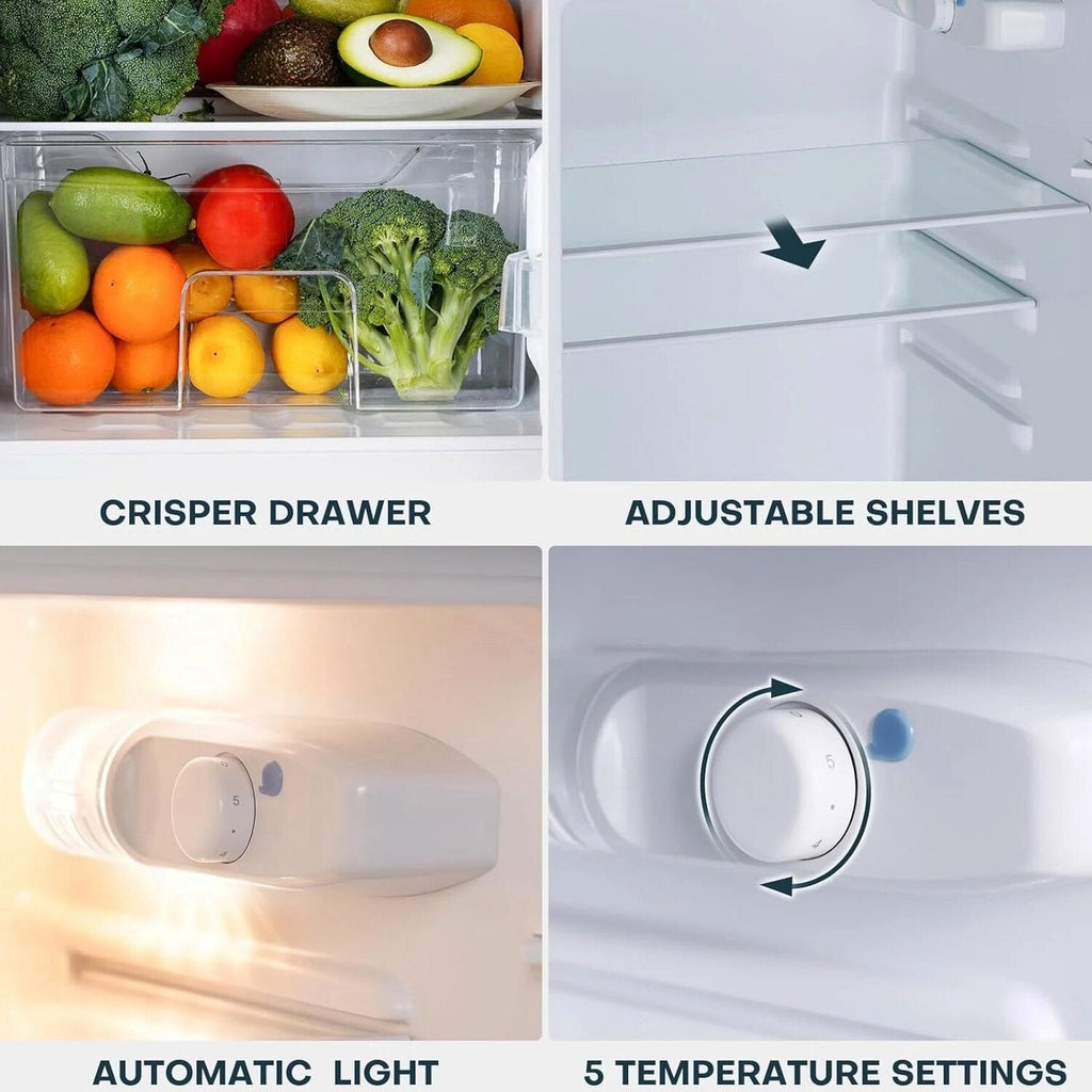 Upstreman 4.0 Cu.Ft Double Door Mini Fridge With Freezer, Black - BR401