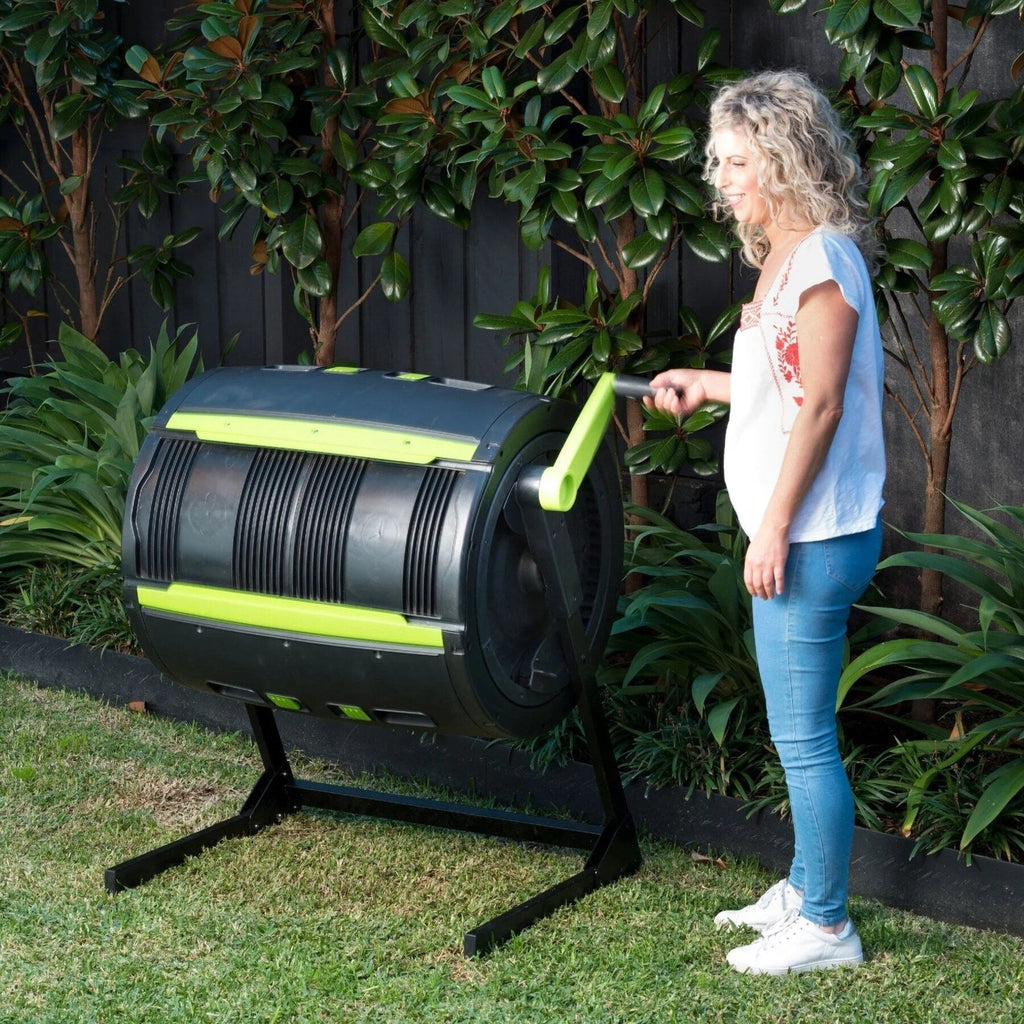65-Gallon Compost Tumbler And 12-Gallon Cart Combo - 41.3 Inch x 30 Inch x 45 Inch