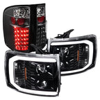 Spec-D Tuning LED Light Bar Projector Headlights And Altezza Style LED Tail Lights, Jet Black Housing, Clear Lens - Chevrolet Silverado