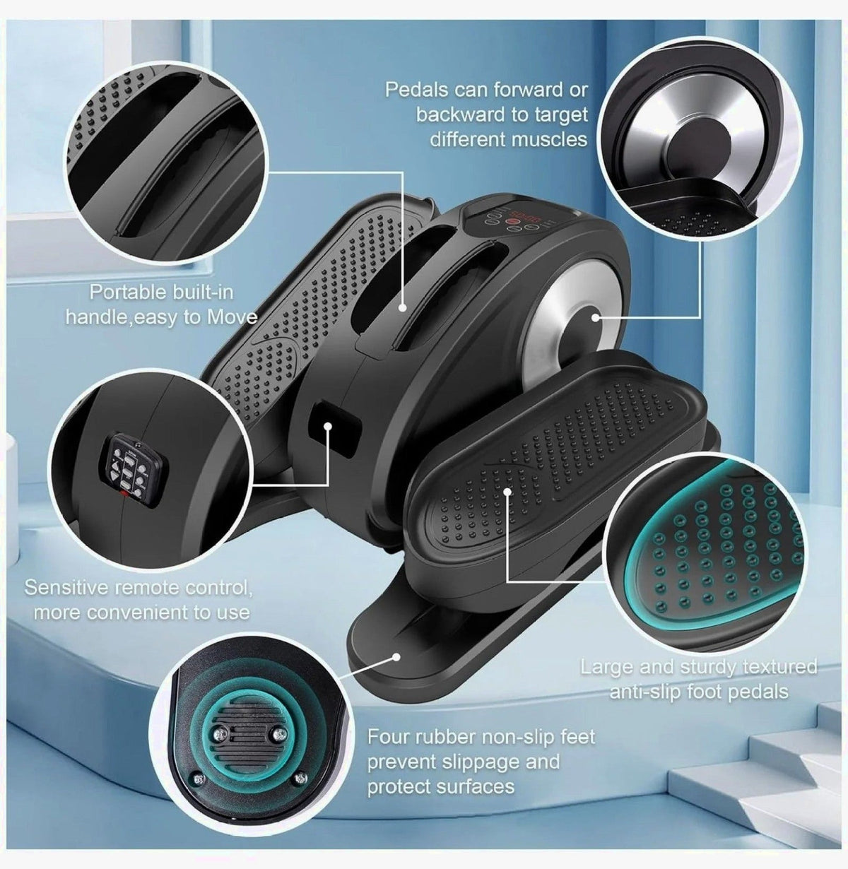 Electric Under Desk Elliptical Foot Pedal Exerciser With Control