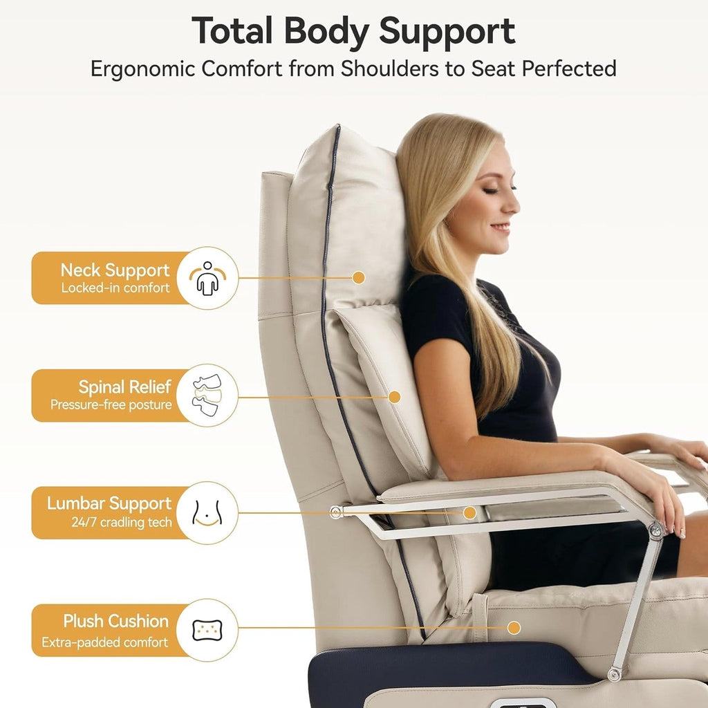 OKUP M80 Dual Motor Executive Office Chair With Footrest, 420lbs, Beige