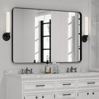 Framed Wall Vanity Mirror With Rounded Corners, 1 Piece