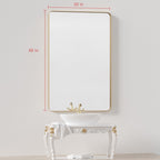 Framed Wall Vanity Mirror With Rounded Corners, 1 Piece