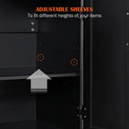 Soges Kitchen Island Rolling Cart With Hidden Cabinet, Adjustable Shelves And Towel Rails, Black - 41.5in
