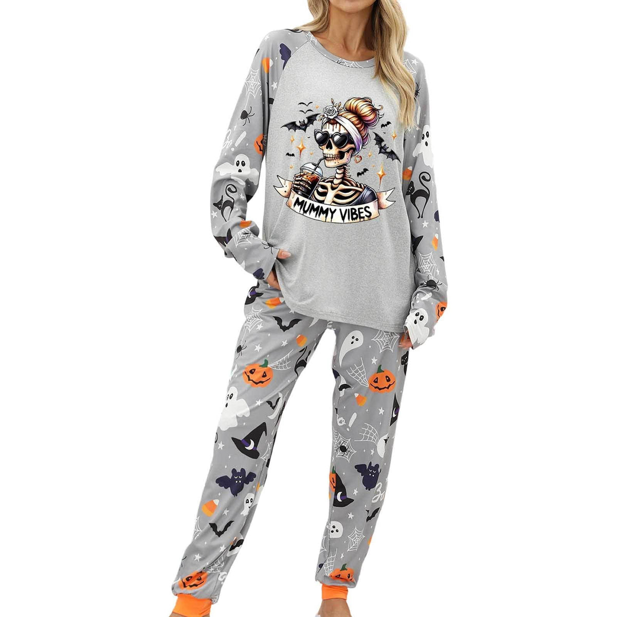 Pajamas For Women Set Halloween Cozy 2 Piece Outfit Soft Comfortable Sleepwear Loungewear Nightwear Nightclothes Homewear