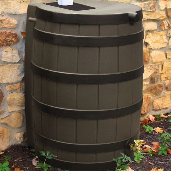 Good Ideas Rain Wizard 40 Gallon Rain Barrel With Darkened Ribs - Oak