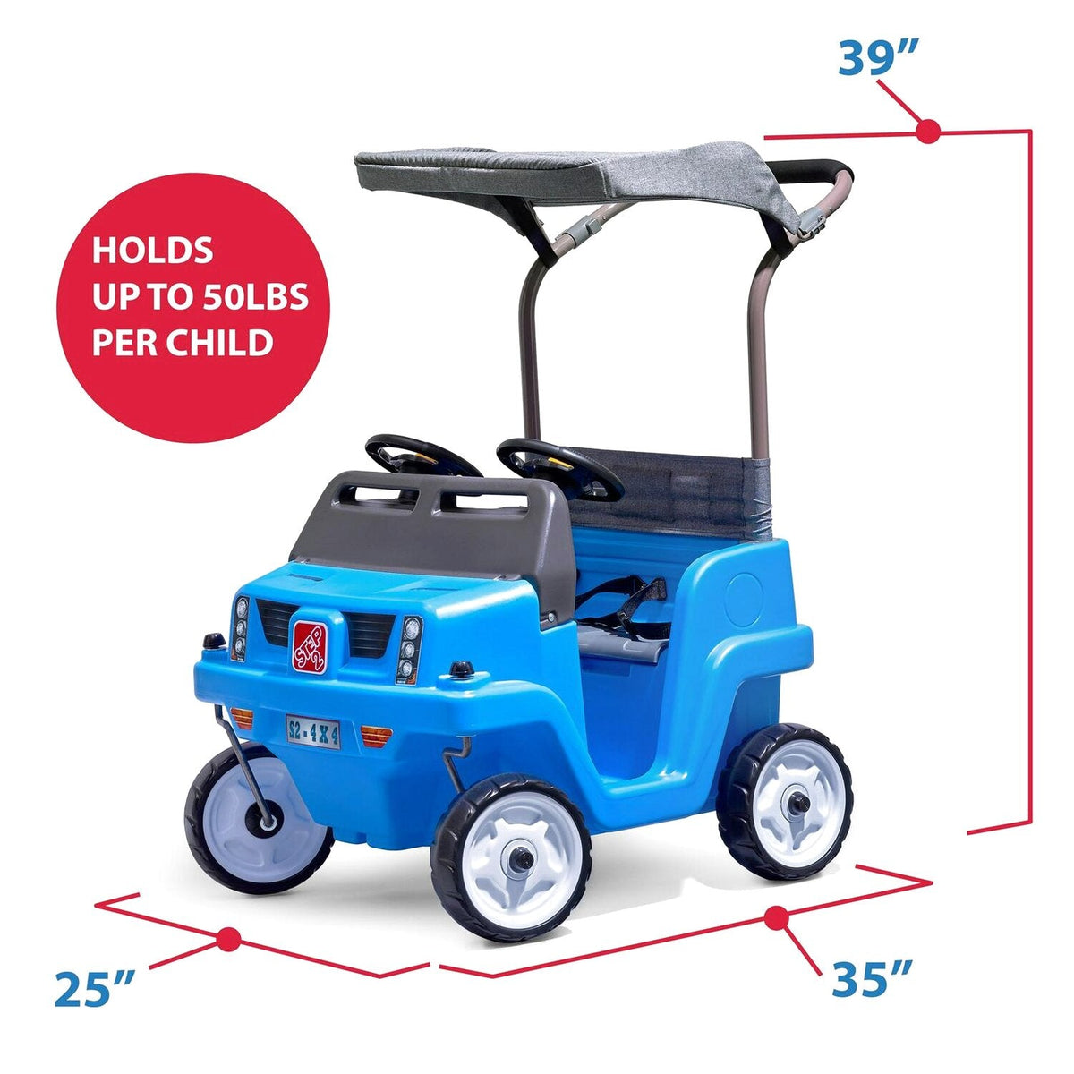 Step2 Side-By-Side Push Around SUV Two-Seater Push Car, Blue - 483399