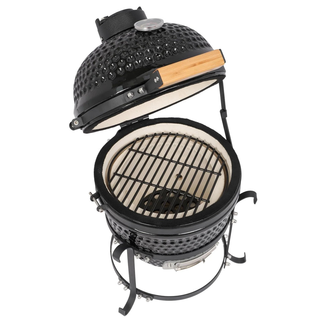 SalonMore 13in Round Ceramic Charcoal Grill - Black
