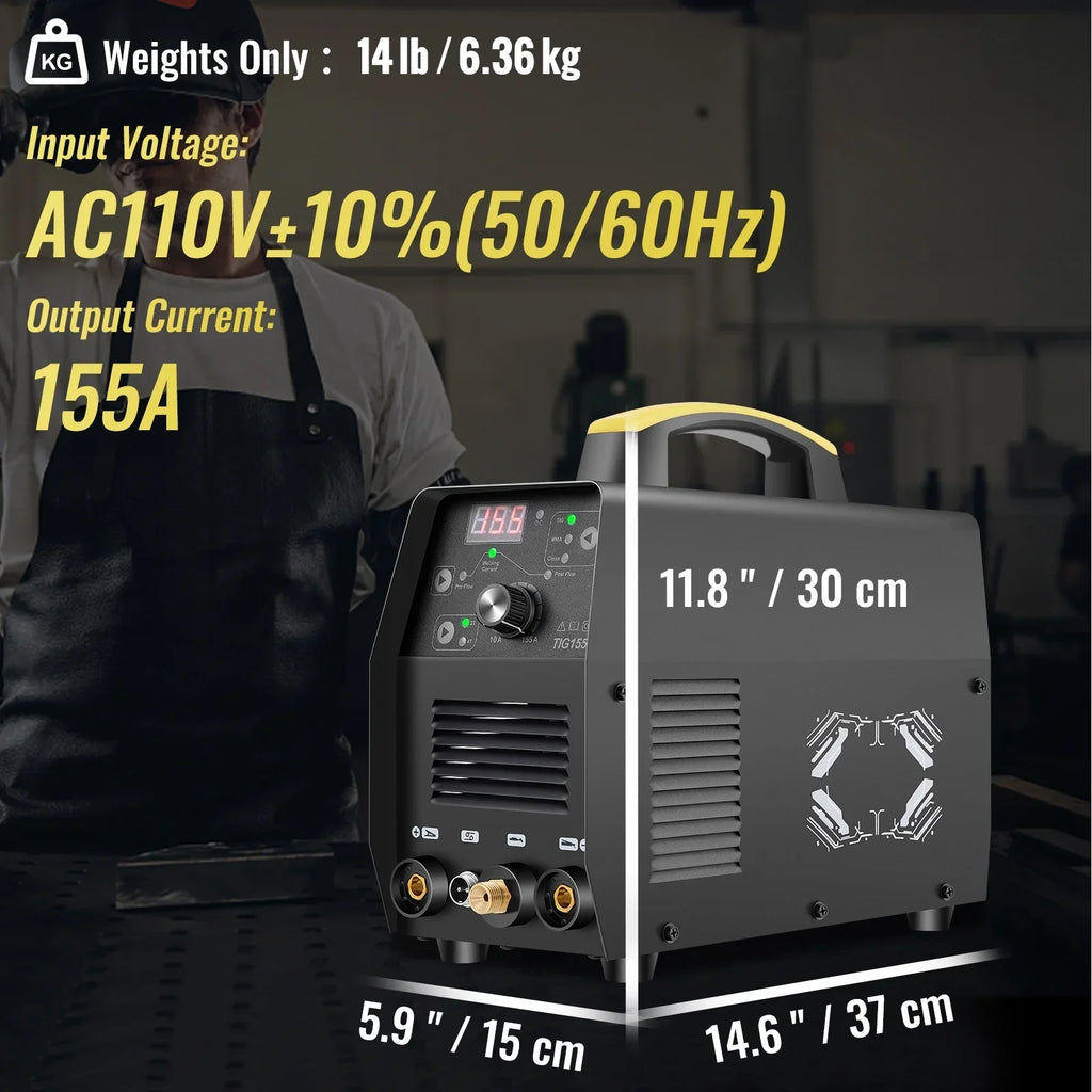 SKYSHALO 155Amp 3-in-1 TIG Welder, 110V High Frequency TIG/Stick/Clean Welding Machine