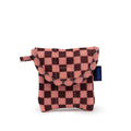 Baggu Puffy Recycled Nylon Earbuds Case - Pink Brown Check