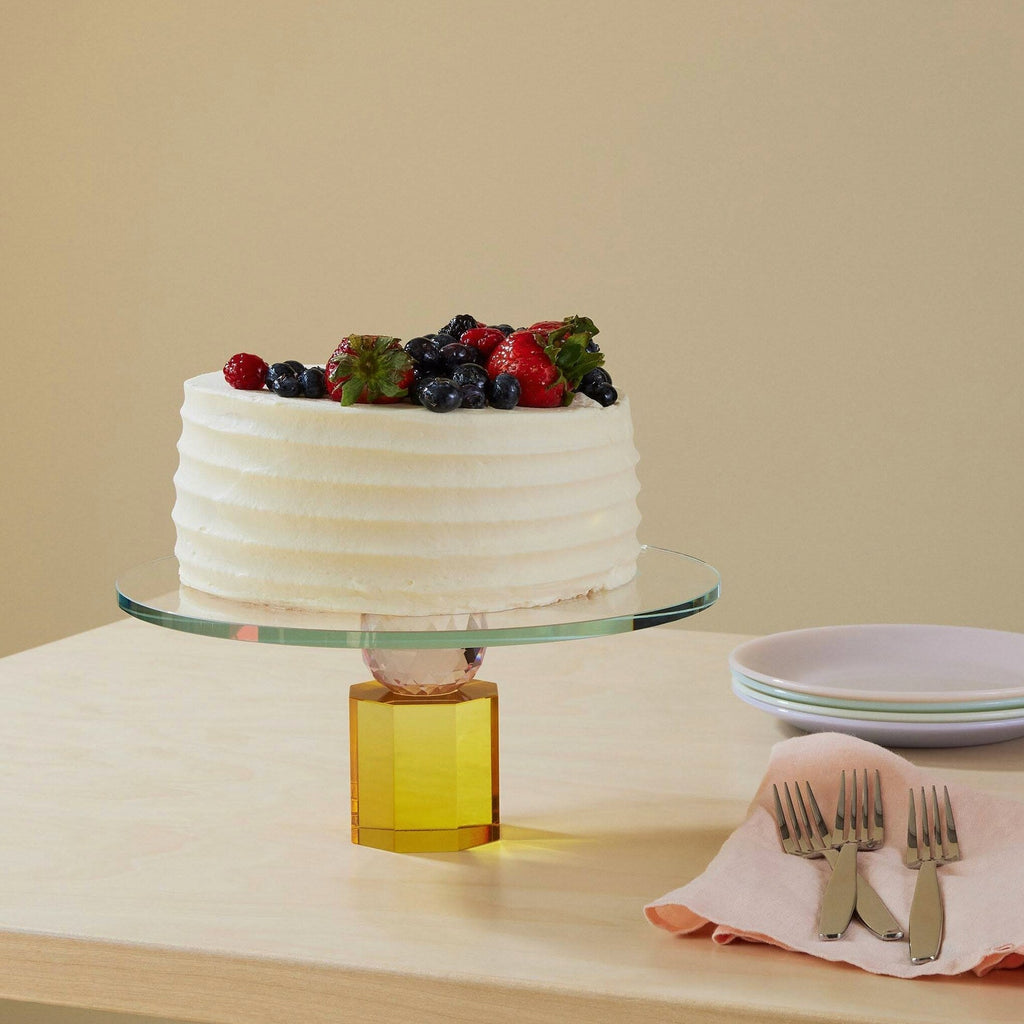 Faceted Crystal Glass Cake Stand - 4.8h x 11diam
