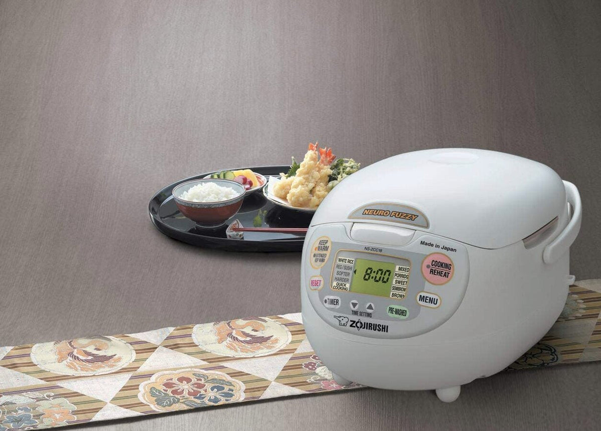 Zojirushi Made In Japan Neuro Fuzzy Rice Cooker And Warmer, 5.5-Cup, Premium White - NS-ZCC10