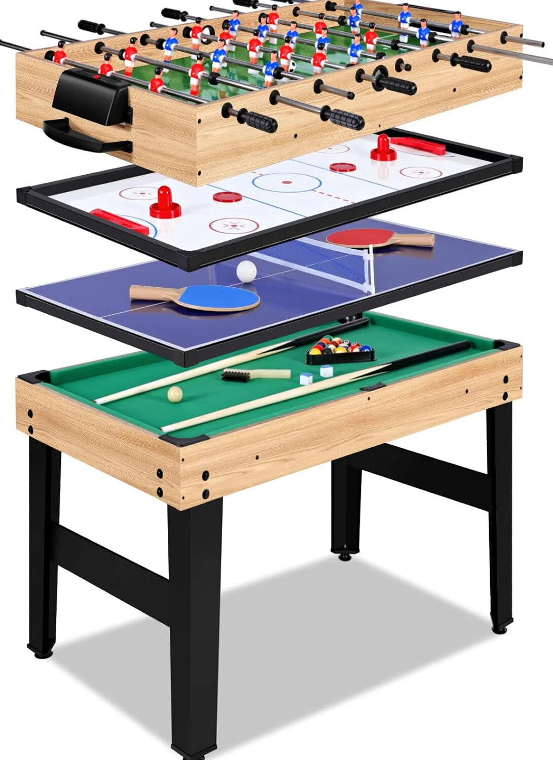 Rioloiuy 12-in-1 Combo Game Table, 48 x 24 x 26.5 inch, Wood-1
