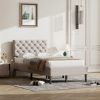 Button-Tufted Platform Bed - Twin Size