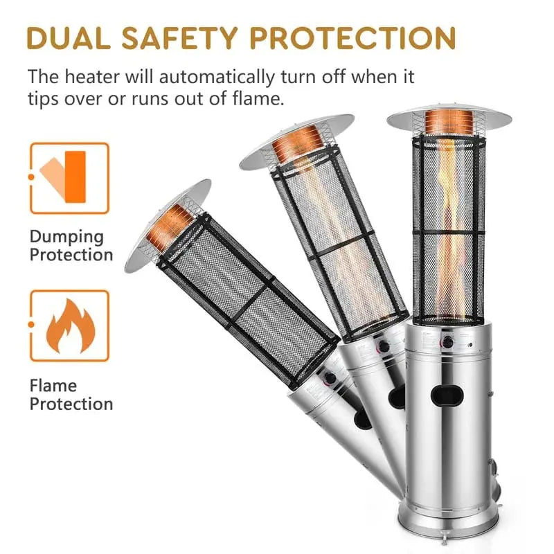 Propane Patio Heater, 41,000 BTU, Stainless Steel, 6 Ft