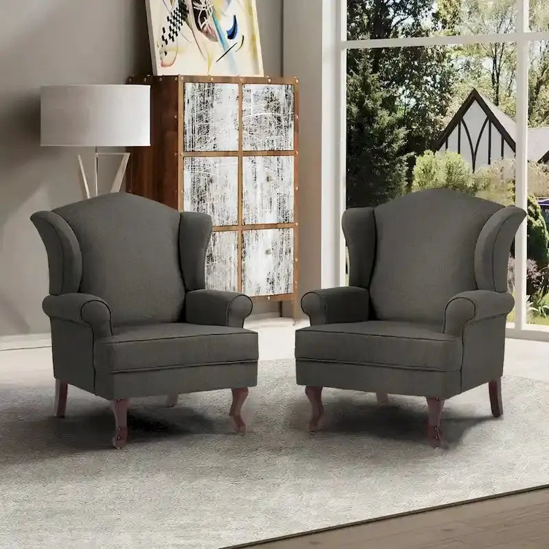 Wingback Accent Chair Duo, Upholstered Armchairs, 2 Count - Classic