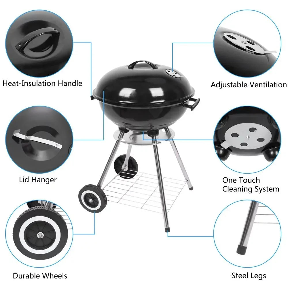 SalonMore Portable Charcoal Grill, 18 inch - Travel Camp Charcoal Stove
