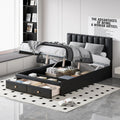 Roomfitters Full Size Upholstered Platform Bed With Hydraulic Storage System, 2 Drawers, Black - 78in L x 60.6in W x 37.8in H