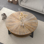 Round Coffee Table With Storage Shelf - 33.5 in