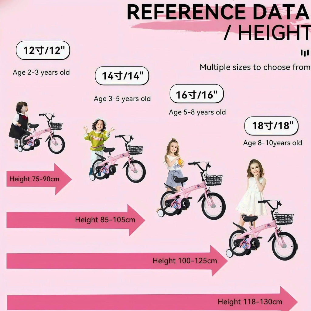 Baprem Girls' Bicycle, 18 Inch, Pink - Single Speed