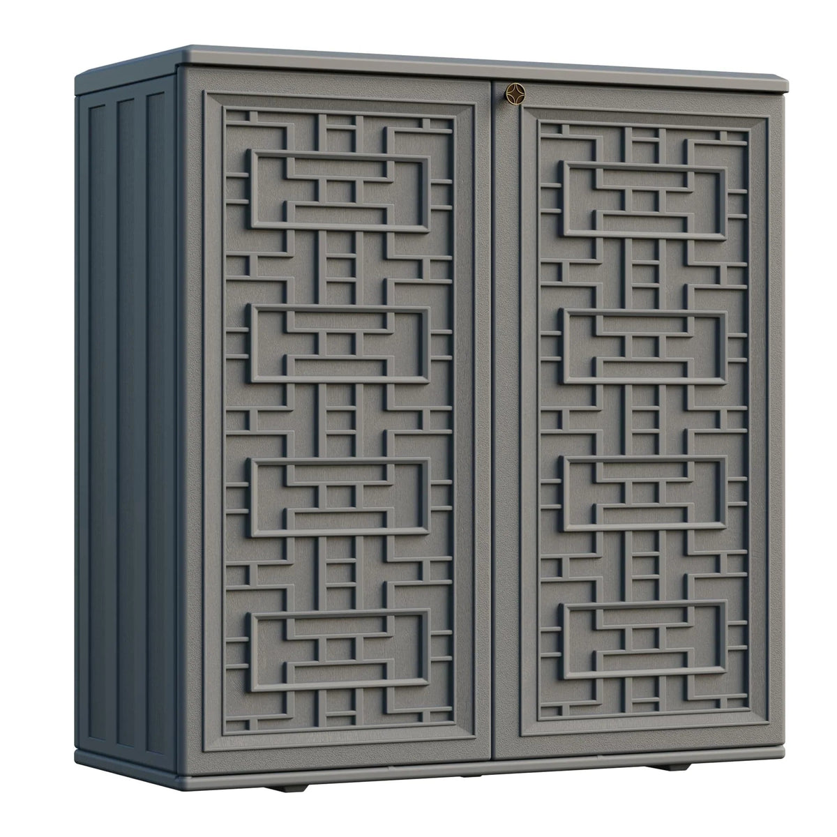 Indoor Outdoor Storage Cabinet With Shelf, Off White Plastic, 34.3''L x 15''W x 36.2''H