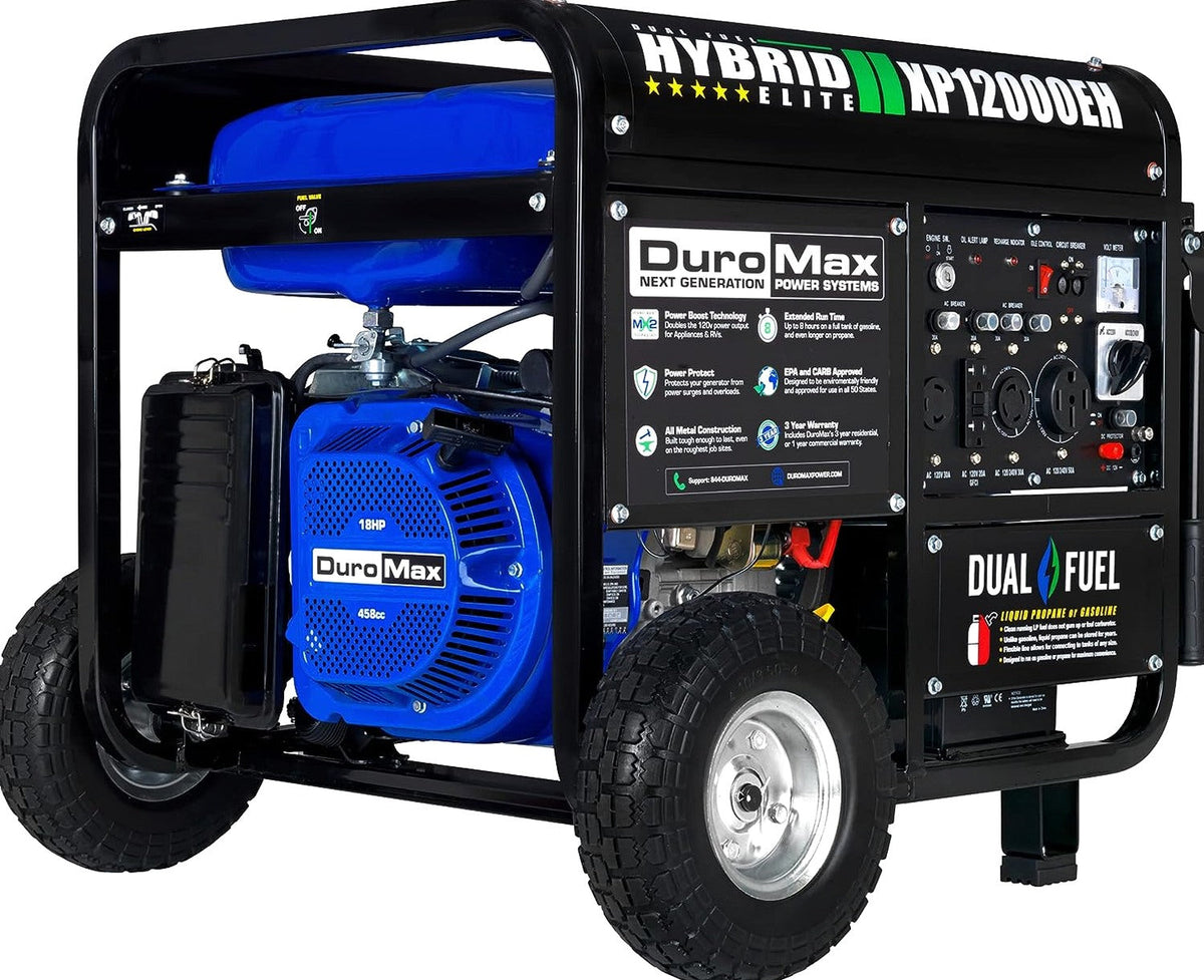 DuroMax Dual Fuel Generator 12,000W Gas/Propane, 457cc 4-Stroke Engine - XP12000EH