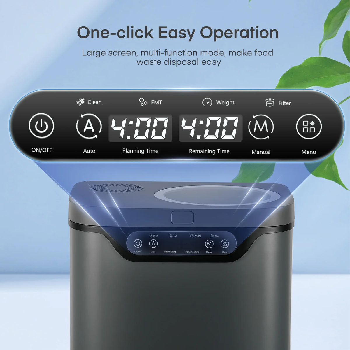 FOHERE Electric Kitchen Composter, 4L, Gray - LED Display