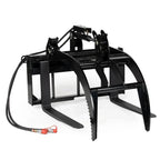 Titan Attachments Hydraulic Skid Steer Pallet Fork Grapple, 48in Fork Blades, 1/2in Steel Frame - V2