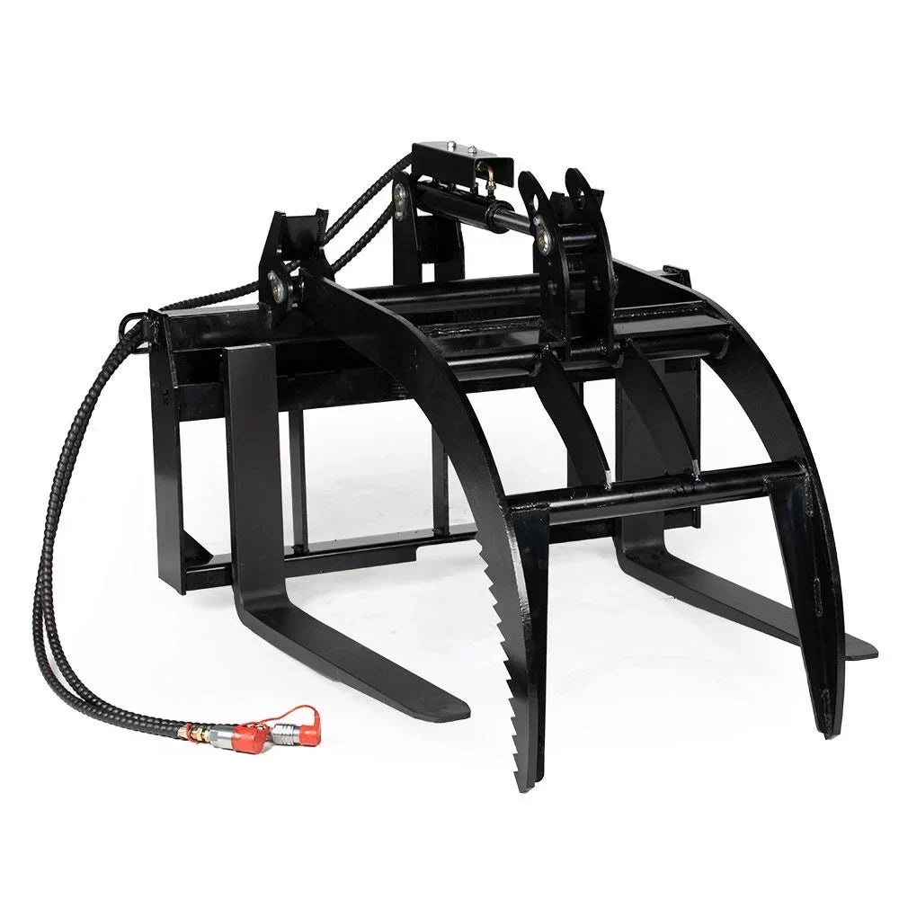 Titan Attachments Hydraulic Skid Steer Pallet Fork Grapple, 48in Fork Blades, 1/2in Steel Frame - V2