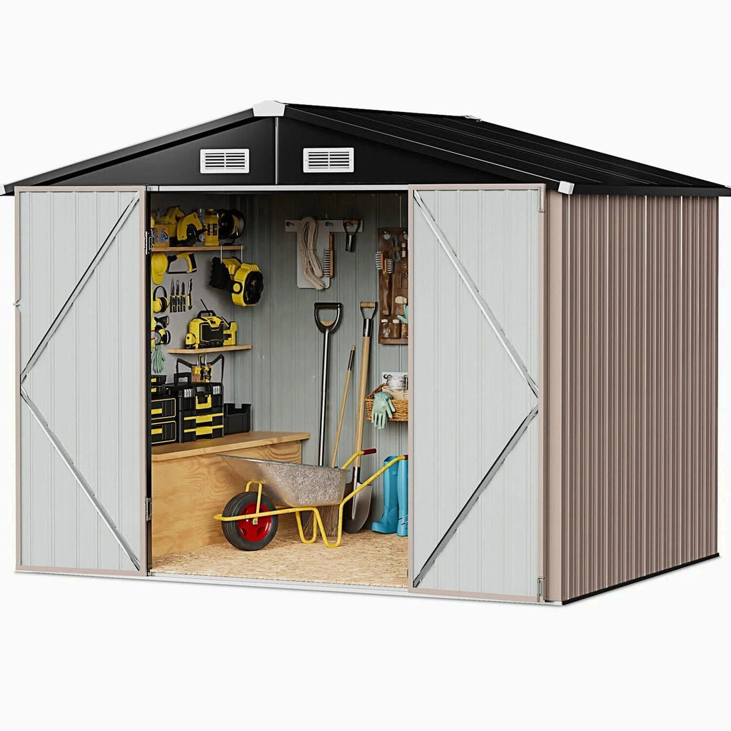 Aoxun Outdoor Storage Shed 6.4x4 FT Brown