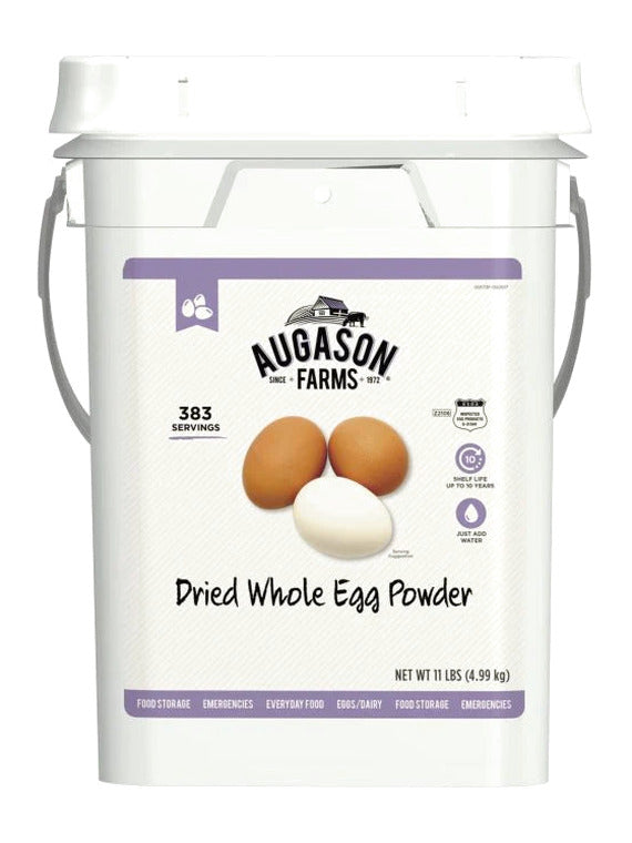 Augason Farms Dried Whole Egg Powder Emergency Food Supply 11 Pound 4-Gallon Pail 383 Servings