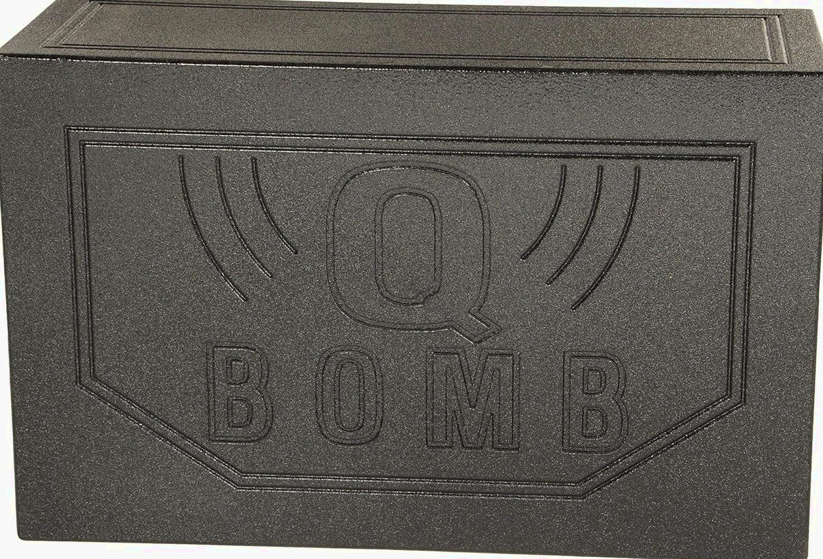 QPower Dual 12 inch Vented Subwoofer Box, Black Rhino Liner Finish - QBOMB12VL