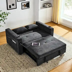 54-Inch Pull-Out Sleeper Sofa Bed With Storage, Lumbar Support And USB Port