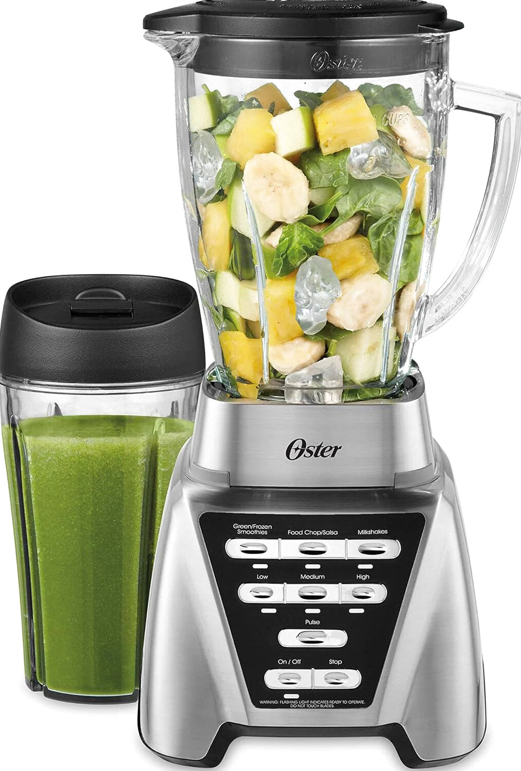 Oster Pro 1200 Blender With Glass Jar, 24-Ounce Smoothie Cup, Brushed Nickel